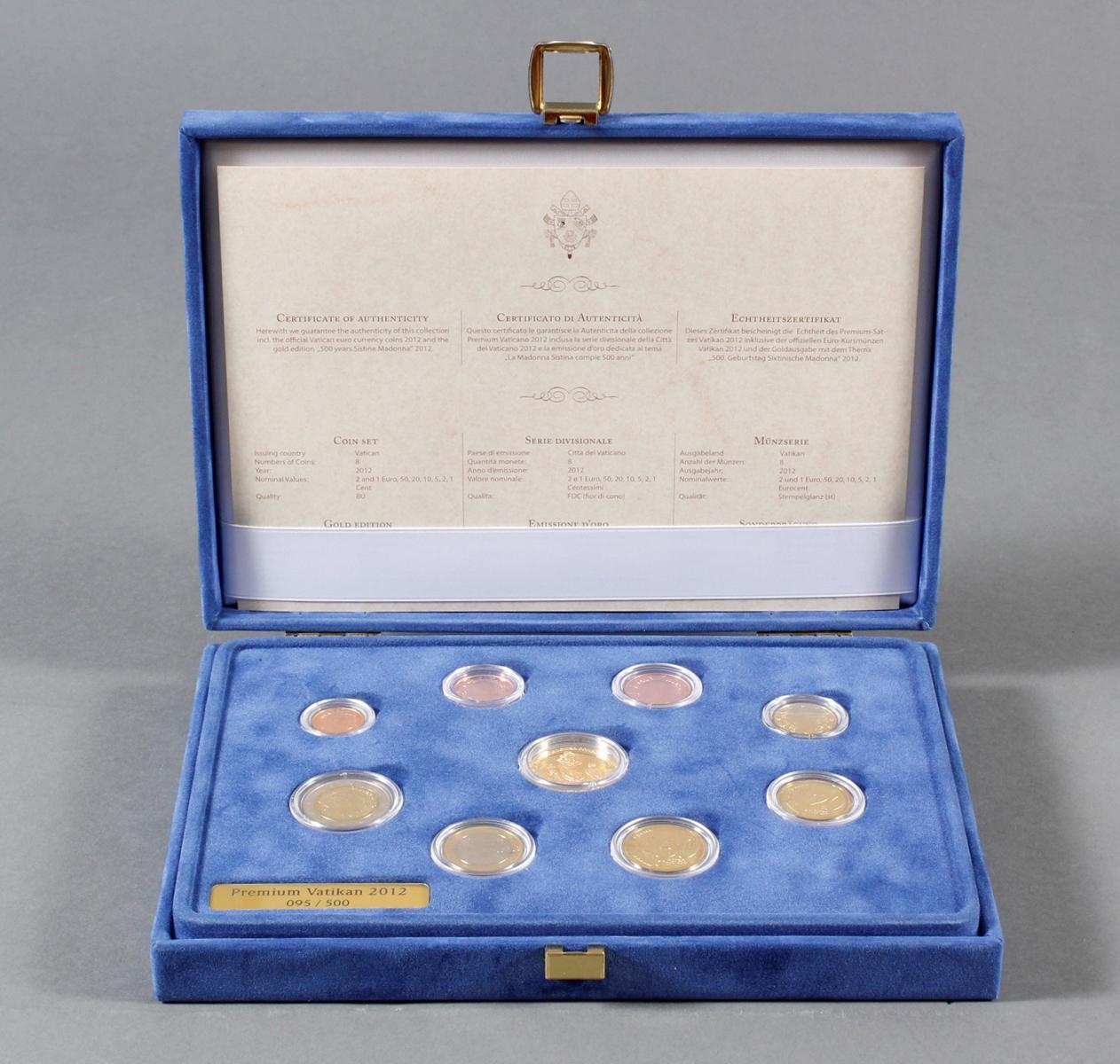 Vatikan Premium KMS (Kursmünzensatz) 2012 mit 1/10 Unze Goldmedaille